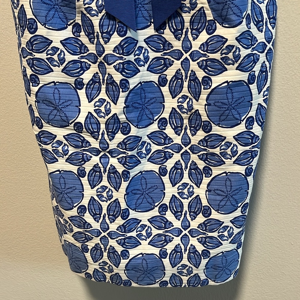 VINEYARD VINES Blue Shell Strapless Bow Dress, Size 0 - Picture 5 of 11